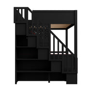 Full Gaming Loft Bed With Desk And Storage Staircase, LED Lights And USB - Red / Black - R&R Furniture Gallery (Fountain Valley, CA)