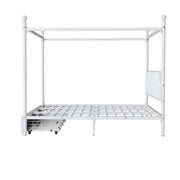 Queen Size Canopy Platform Bed With Upholstered Headboard And 2 Storage Drawers - White - R&R Furniture Gallery (Fountain Valley, CA)