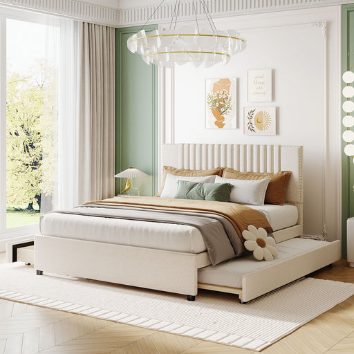 Upholstered Platform Bed With Drawers, Classic Headboard Design - R&R Furniture Gallery (Fountain Valley, CA)