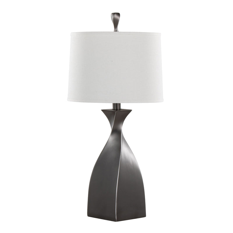 Pair of Lumi Source Curvo contemporary polyresin table lamps with sleek, curved design and neutral finish, perfect for modern decor.