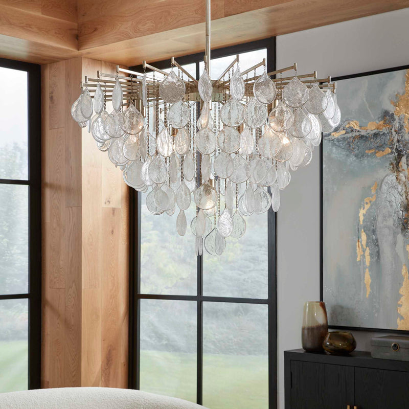 Uttermost Goccia tear drop glass pendant light hanging with a sleek, modern design for stylish pendant lighting.
