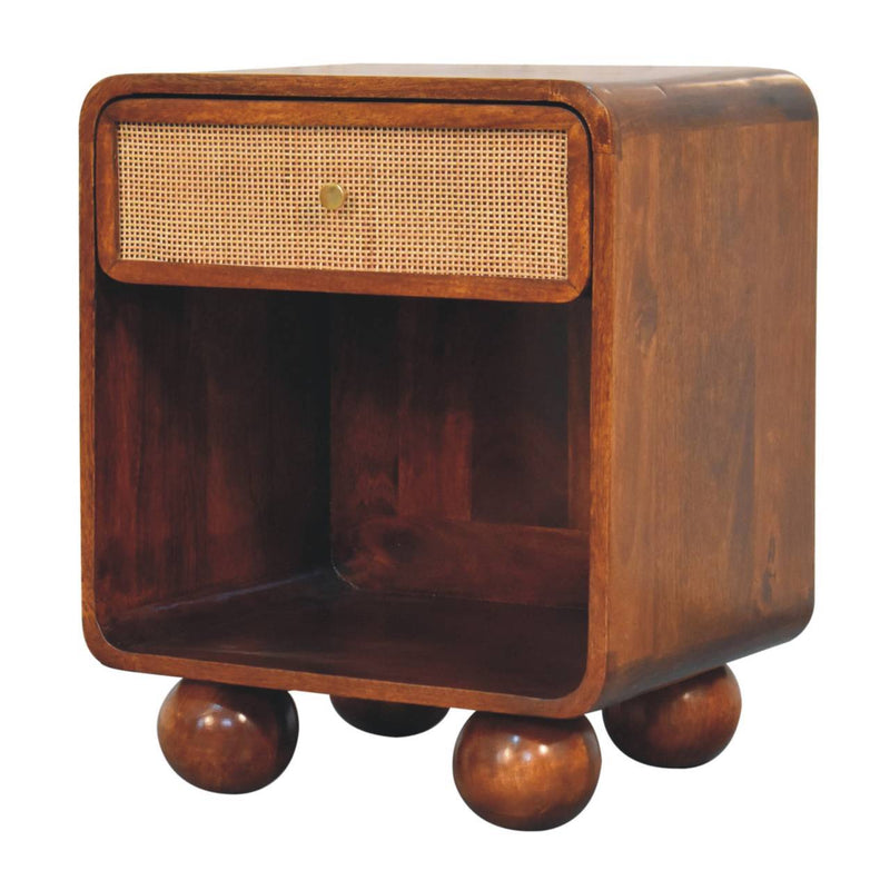 Open Woven Bedside Table, 1 Drawer - Chestnut - R&R Furniture Gallery (Fountain Valley, CA)