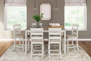 Skempton - Counter Height Dining Table and Bar Stools (Set of 7) - White / Light Brown - R&R Furniture Gallery (Fountain Valley, CA)