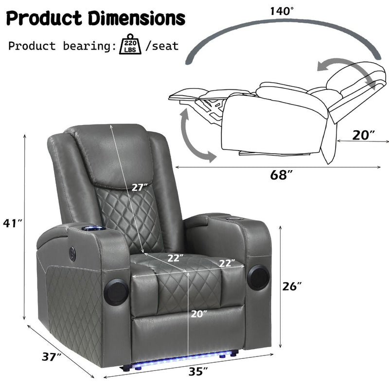 Alair - Power Motion Recliner With Bluetooth, Wireless Charger & Cupholder - R&R Furniture Gallery (Fountain Valley, CA)