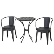 Noble House Yearn 3-piece outdoor bistro set with table and two chairs, ideal for patio or garden seating.