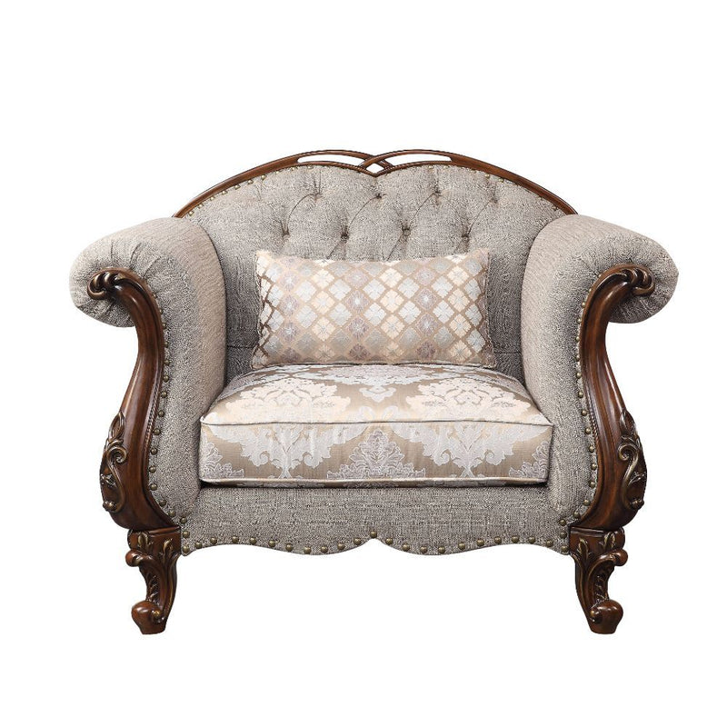 Miyeon - Chair With Pillow - Fabric & Cherry - R&R Furniture Gallery (Fountain Valley, CA)