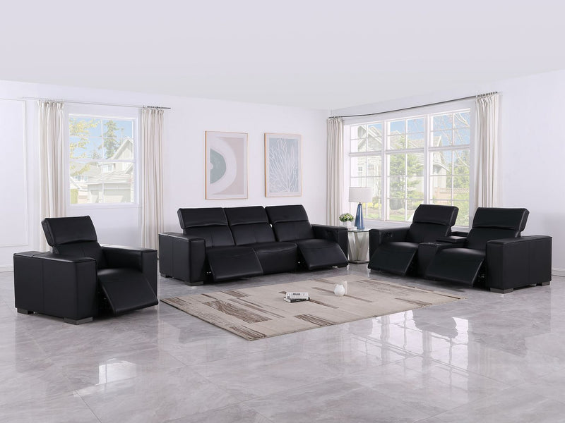 1208 - Modular Leather Set With 5 Power Recliners & Power Headrests