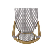 Outdoor rattan and aluminum French bistro chair set by Noble House, featuring woven rattan seats and sleek metal frames.