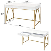 Lightmane - Vanity Desk (Same 92660) - White High Gloss & Gold - R&R Furniture Gallery (Fountain Valley, CA)