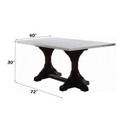 Gerardo - 30" Dining Table - White Marble Top & Weathered Espresso - R&R Furniture Gallery (Fountain Valley, CA)