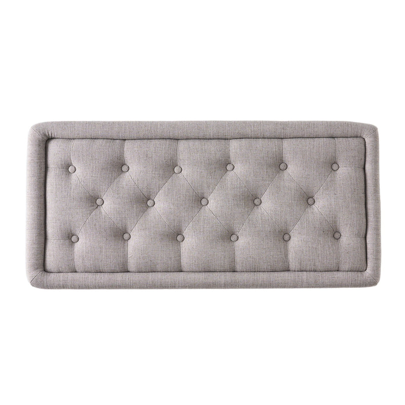 Dean - Fabric Storage Wide Tufted Rectangle Ottoman - Gray - R&R Furniture Gallery (Fountain Valley, CA)