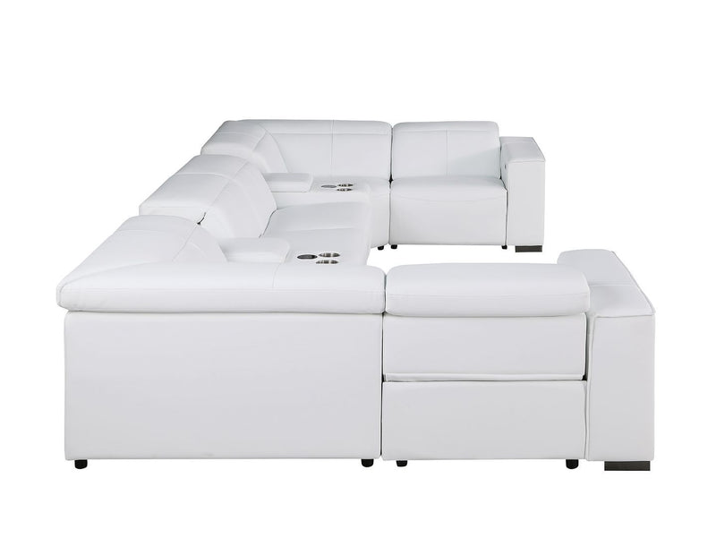 1208 - 8 Piece Modular Leather Sectional With 2 Power Recliners & Power Headrests