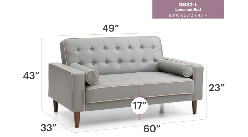 Contemporary futon loveseat for two by Glory Furniture, featuring modern design and comfortable seating for small spaces.