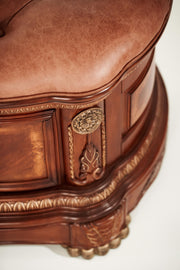 Cortina - Leather Bedside Bench - Honey Walnut - R&R Furniture Gallery (Fountain Valley, CA)