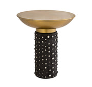 Blaze - Glass / Brass Side Table - Light Brown - R&R Furniture Gallery (Fountain Valley, CA)