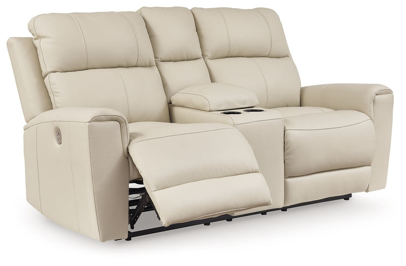 Dahlmoore - Dbl Power Reclining Loveseat With Console - Almond - R&R Furniture Gallery (Fountain Valley, CA)