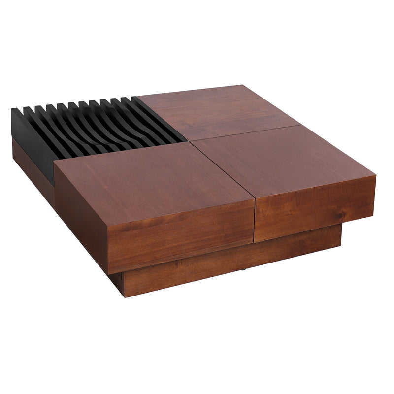 Italian Retro Inspired Acacia Wood Storage Coffee Table - Brown / Black - R&R Furniture Gallery (Fountain Valley, CA)