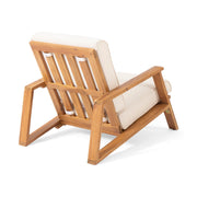 Noble House outdoor patio lounge chair with armrests, cushioned seating, and stylish design for outdoor relaxation.