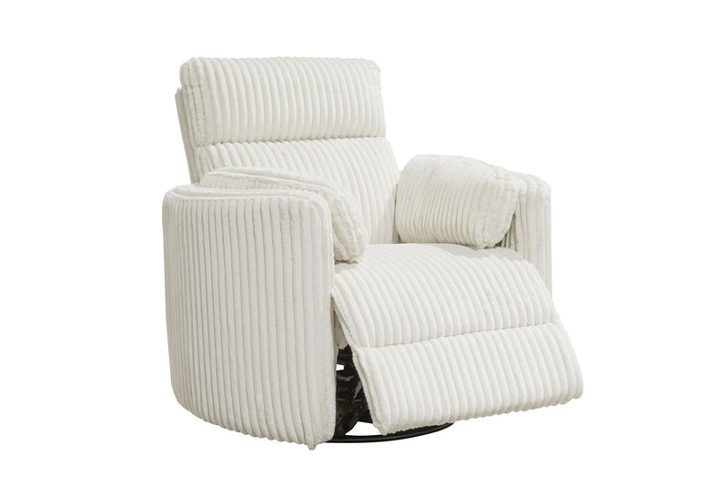 Parker Living Radius Power Swivel Glider Recliner chair set with plush cushioning and modern design, shown in a cozy living room setting.