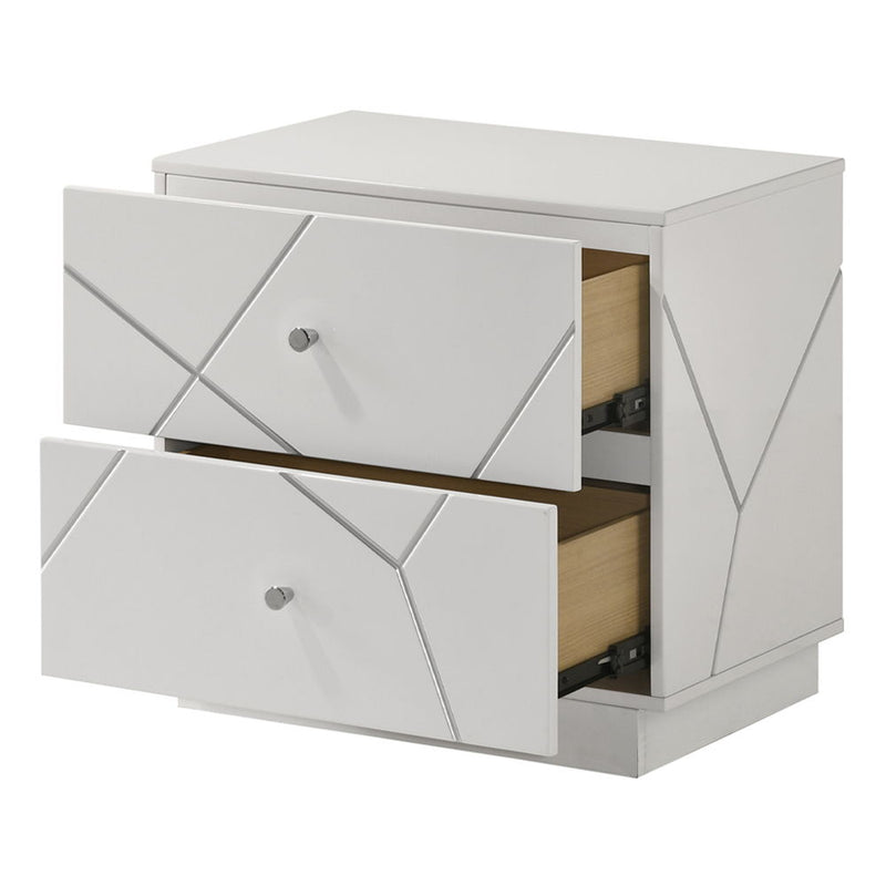 Esther - Nightstand - White / Silver - R&R Furniture Gallery (Fountain Valley, CA)