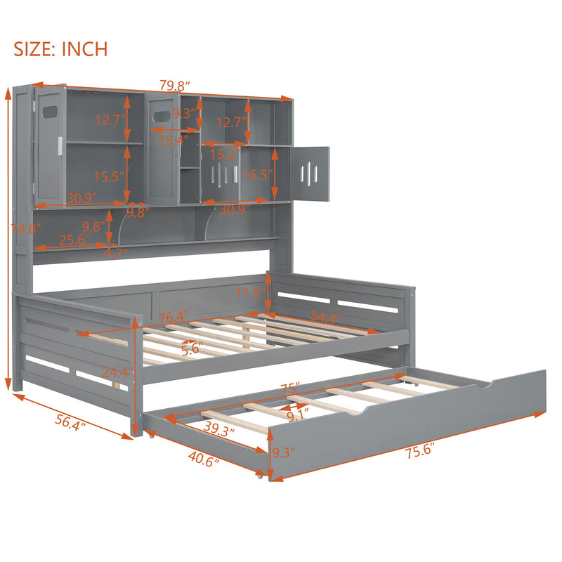 Daybed With All-In-One Cabinet And Shelf - R&R Furniture Gallery (Fountain Valley, CA)