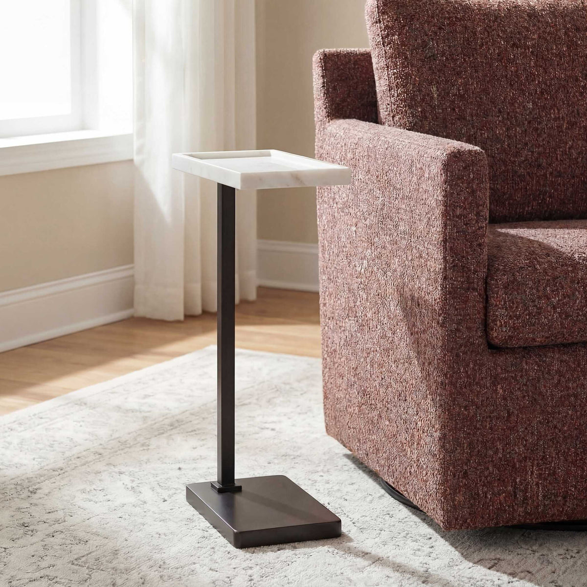 Accent Table - Bronze / White