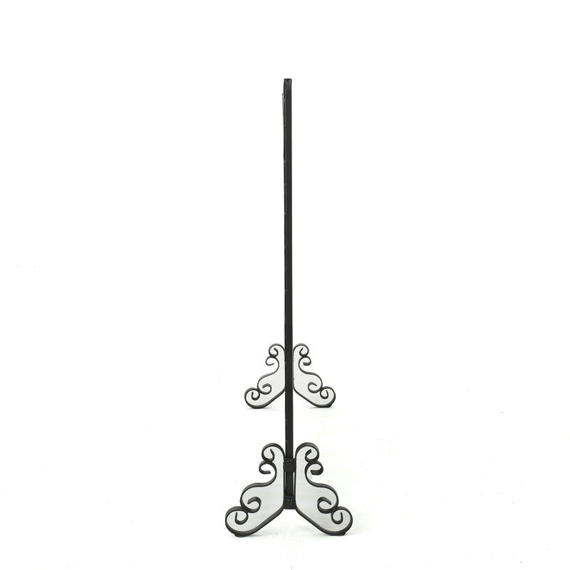 Noble House minimalist single panel iron fireplace screen with diamond design, featuring a sleek black metal frame and decorative pattern.