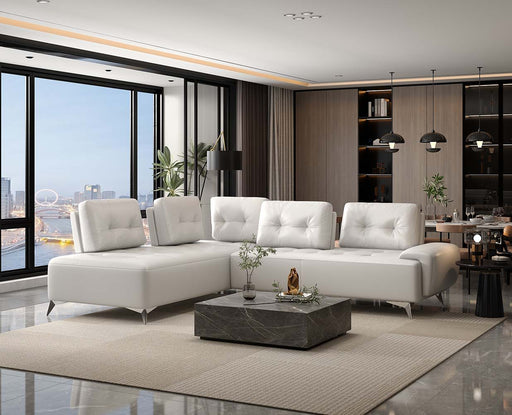 Turano - Sectional Sofa - Pearl White Leather - R&R Furniture Gallery (Fountain Valley, CA)