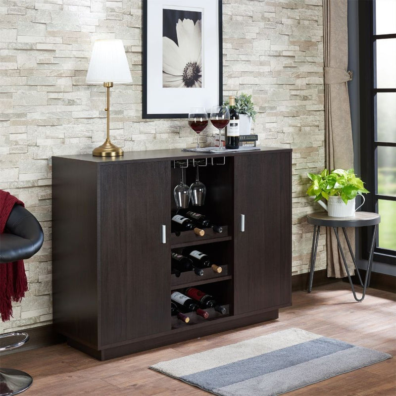 Hazen - 35" Wine Cabinet - Espresso - R&R Furniture Gallery (Fountain Valley, CA)