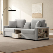 Noble House modular sofa with storage armrest and center console, featuring plush cushions and contemporary design.