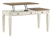 Realyn - Home Office Lift Top Desk - White / Brown - R&R Furniture Gallery (Fountain Valley, CA)