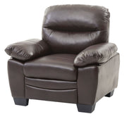 Glory Furniture Marta armchair with cushioned seat and backrest, stylish wooden legs, in a cozy living room setting.