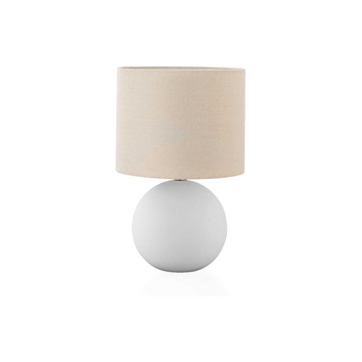 Cream resin and ceramic contemporary table lamp by 8th Street with a sleek, modern design and smooth surface.