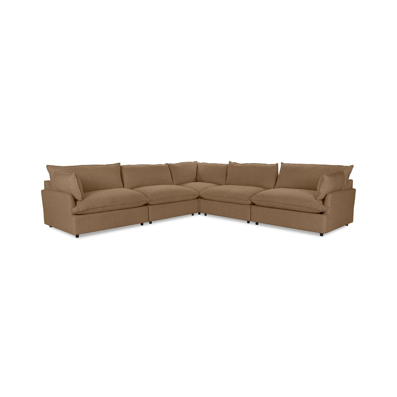 Classic Home Caplan modular sectional in neutral fabric, showing multiple connected seating sections and plush cushions.