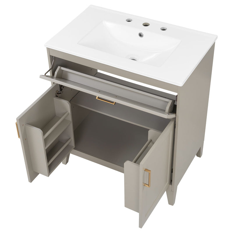Bathroom Vanity With Sink Top, Adjustable Shelf, Door Organizers