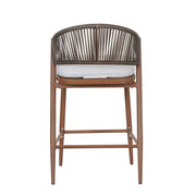 Outdoor 26" Counter Height Metal Frame Counter Stools With Scallop Shaped Backrest & Water Resistant Cushions - R&R Furniture Gallery (Fountain Valley, CA)
