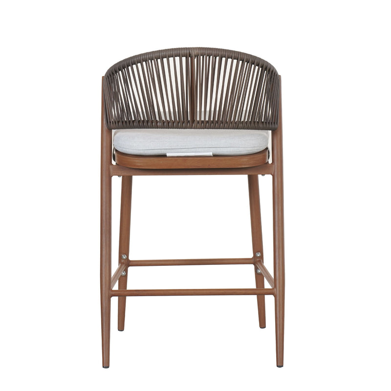 Outdoor 26" Counter Height Metal Frame Counter Stools With Scallop Shaped Backrest & Water Resistant Cushions - R&R Furniture Gallery (Fountain Valley, CA)