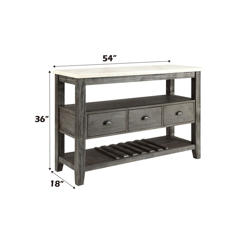Merel - Server - White Marble Top & Gray Oak - R&R Furniture Gallery (Fountain Valley, CA)