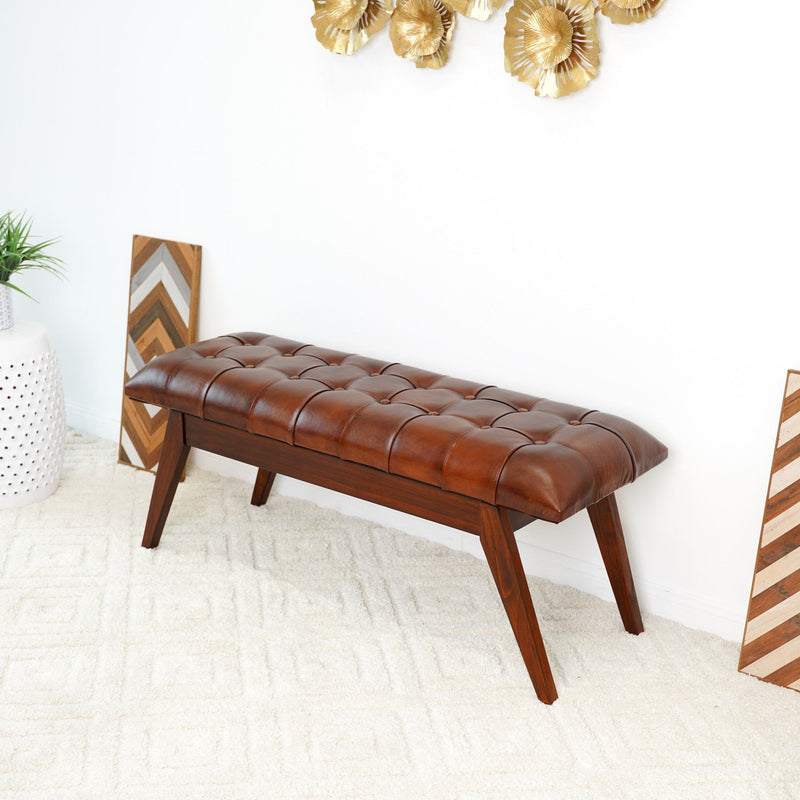 Maja - Bench - Cognac / Dark Brown - R&R Furniture Gallery (Fountain Valley, CA)