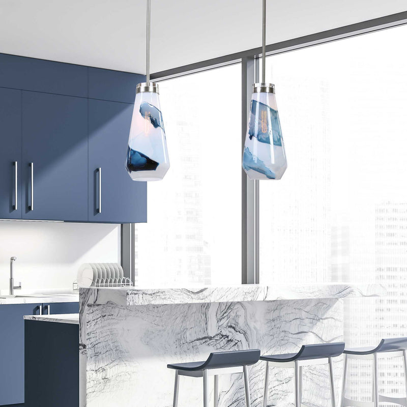 Uttermost Windswept 1 Light Mini Pendant in blue and white with a windswept design, ideal for modern pendant lighting.