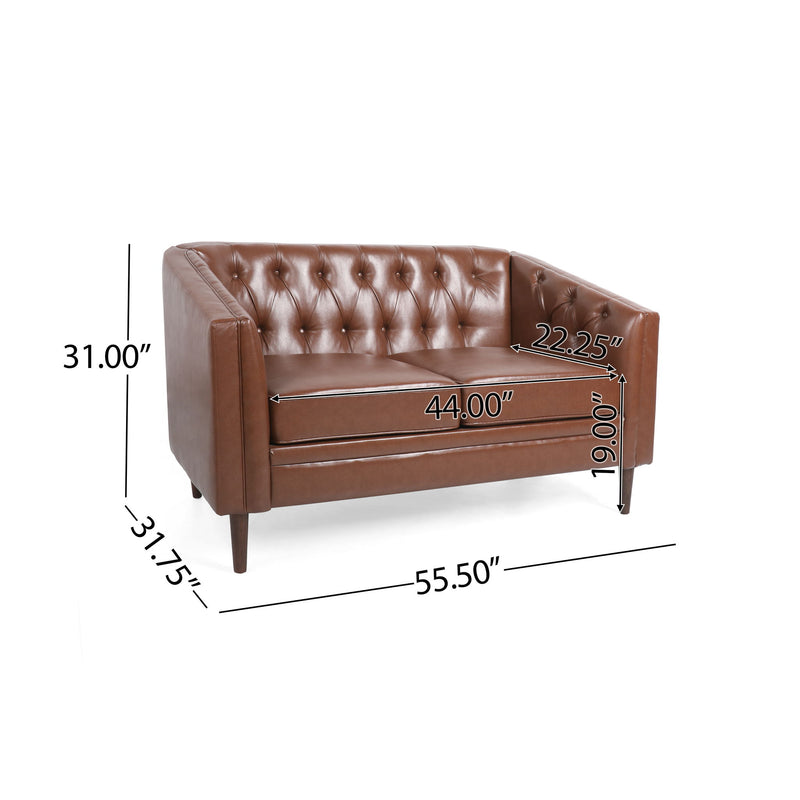 Sophisticated Loveseat With Diamond Stitched Detailing - R&R Furniture Gallery (Fountain Valley, CA)