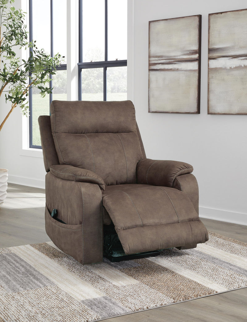 Crestmeade Power Lift Recliner by Signature Design Ashley, featuring plush upholstery and a sturdy lift mechanism for easy sitting and standing.