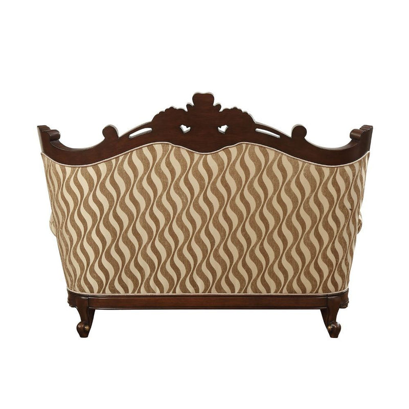 Shalisa - Loveseat With 5 Pillows (Same Lv01586) - Fabric & Walnut - R&R Furniture Gallery (Fountain Valley, CA)