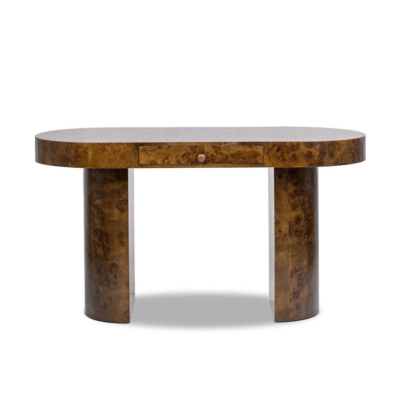 Jennifer Taylor Home Jesse single drawer oval computer desk with smooth surface and modern design, ideal for home office workspace.