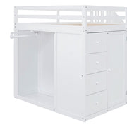 DreamHaus loft bed with built-in wardrobes, cabinets, and drawers, showcasing a modern space-saving bedroom furniture design.