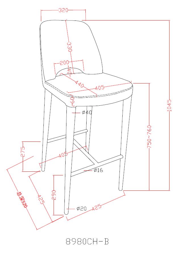 Williamette Mid-Century Dark Grey Fabric Bar Stool — view 3