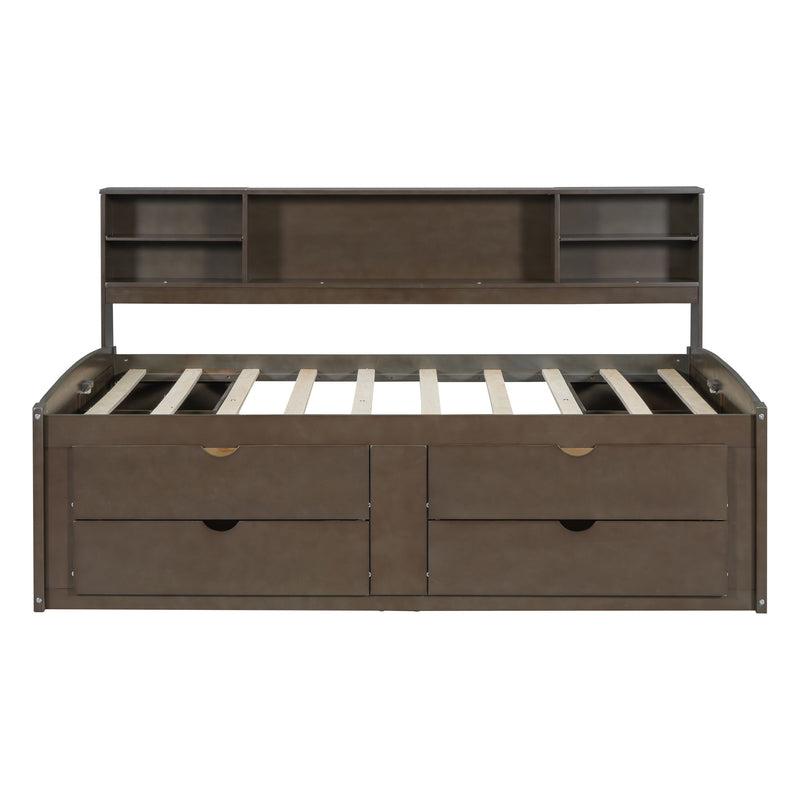 Daybed With 2 Bedside Cabinets, Upper Shelves And 4 Drawers - R&R Furniture Gallery (Fountain Valley, CA)