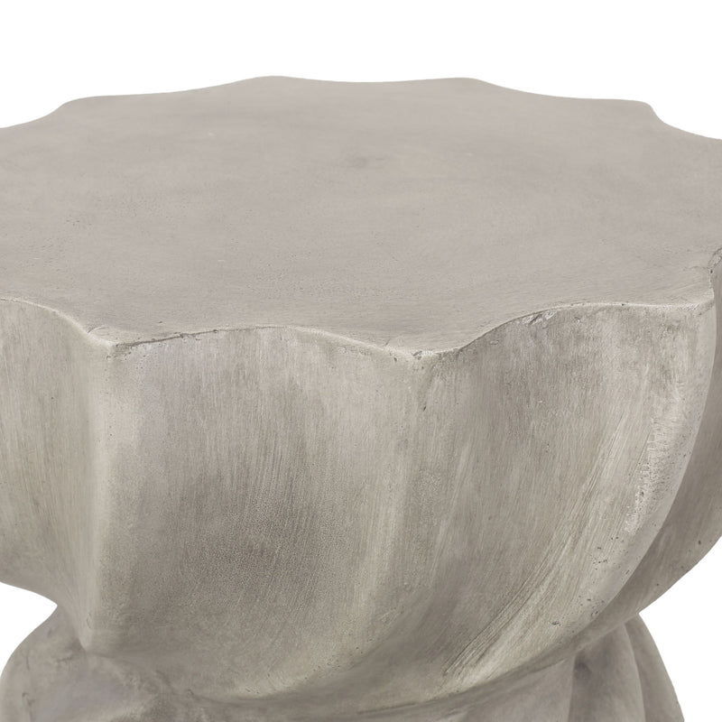Gray modern Canis side table by Noble House, outdoor-friendly design with sleek, minimalist appearance and sturdy construction.