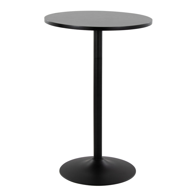 Lumi Source Pebble adjustable height table with a mid-century modern design, suitable for dining, counter, or bar use for two.