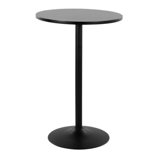 Lumi Source Pebble adjustable height table with a mid-century modern design, suitable for dining, counter, or bar use for two.